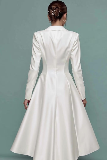 Ivory A-Line Notched Lapel Double Breasted Work Suits